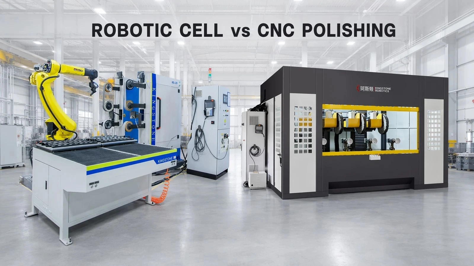 Robotic polishing cell compared with a multi-station CNC polishing machine