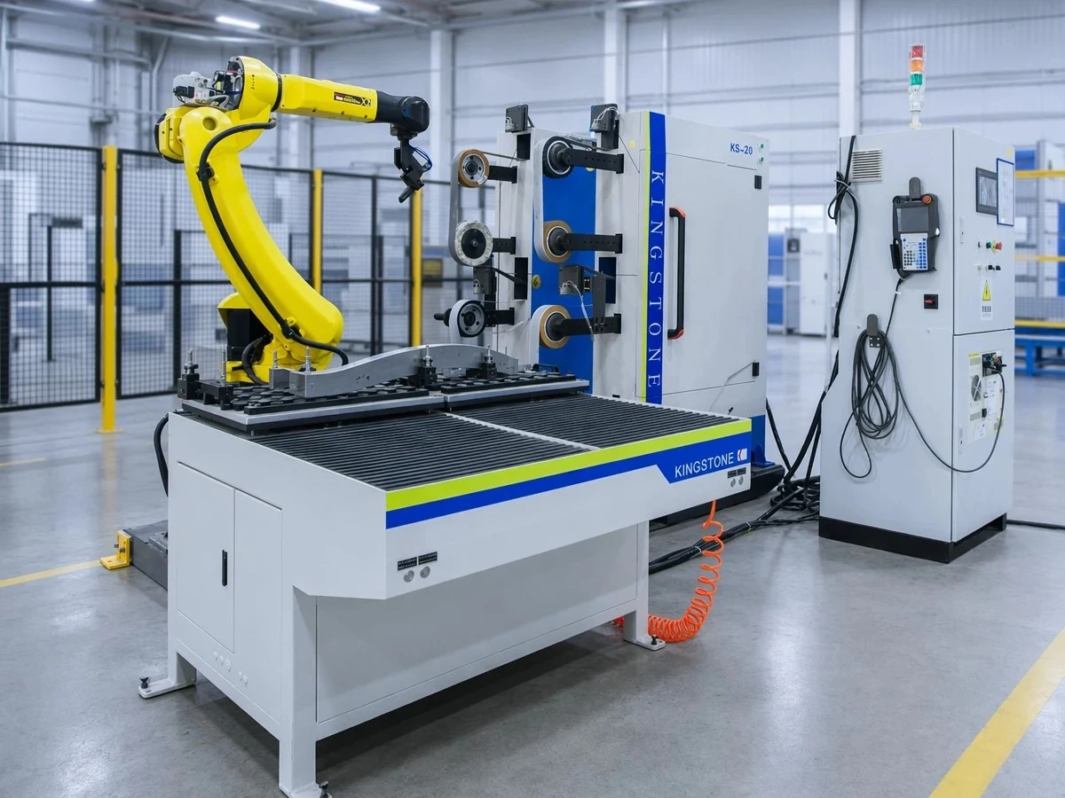 Robotic polishing cell processing a complex three-dimensional metal part