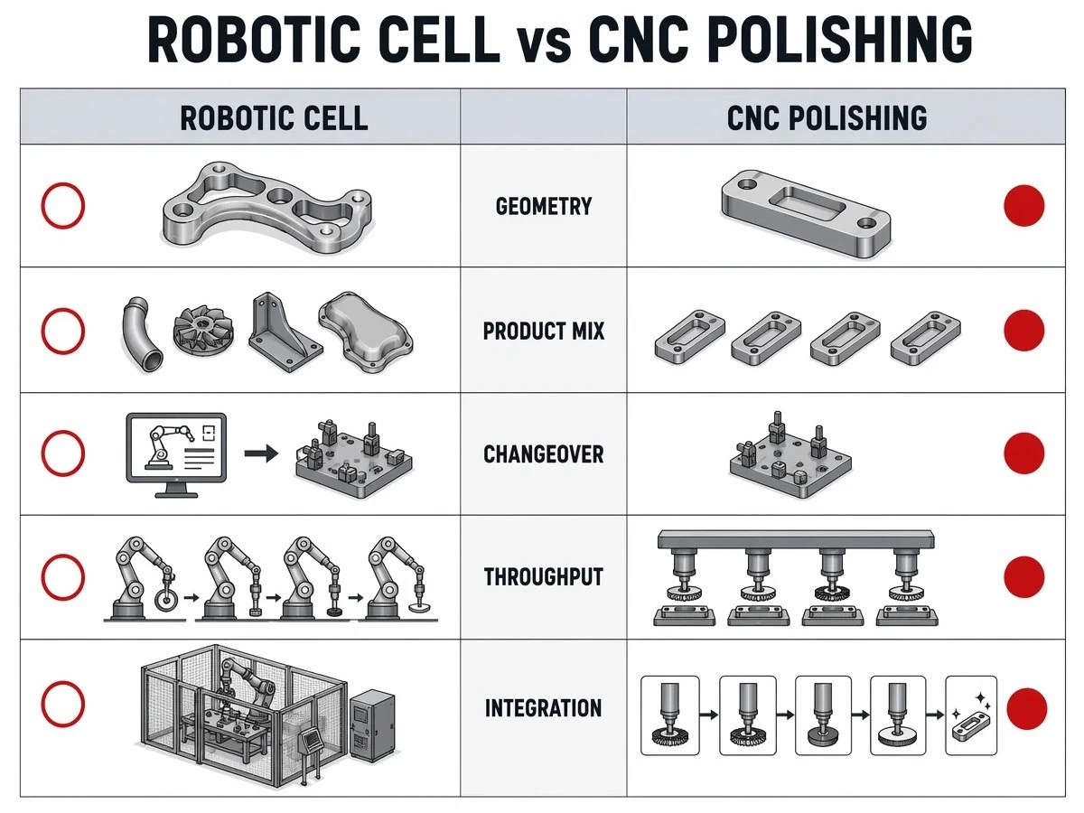 Selection factors for robotic and CNC polishing automation