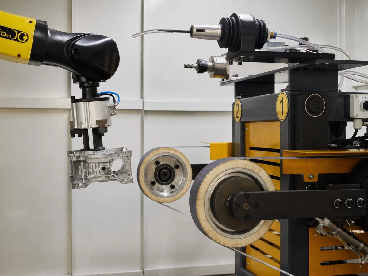 positioner fixture in a robotic grinding system