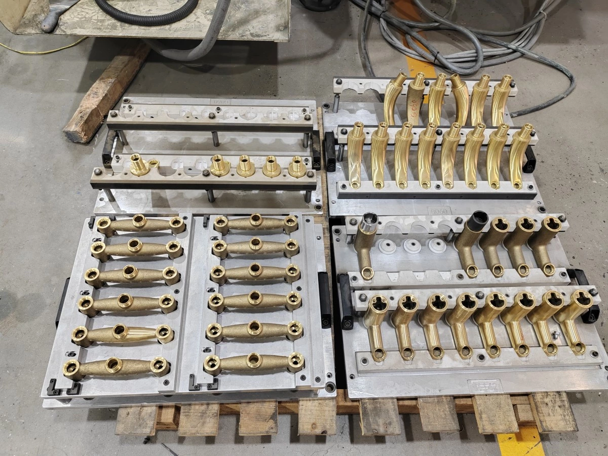 Different metal part models prepared for robotic finishing evaluation